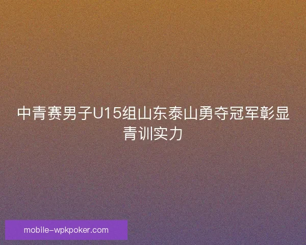 中青赛男子U15组山东泰山勇夺冠军彰显青训实力 中青赛男子U15组山东泰山勇夺冠军彰显青训实力