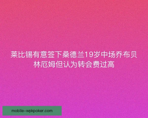 莱比锡有意签下桑德兰19岁中场乔布贝林厄姆但认为转会费过高